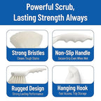 SPARTA 3662000 Flo-Pac Plastic Handle Utility Scrub Brush, Nylon Bristles, 2" Bristle Trim, 8" Length, White, 1 Count (Pack of 1)