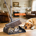 Broom and Dustpan Set for Home, Extra Brush Head & 51.6" Adjustable Long Handle, with Comb Teeth for Pet Hair, Lightweight Indoor Sweeping Kit for Hardwood Floor