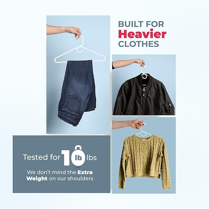Neaties Heavy Duty Clothes Hangers 100+ Pack (162 Count) – Made in the USA – 8lb Capacity Plastic Hangers for Adult Clothing – Durable for Pants, Coats, Jackets, or Jeans – Black
