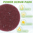 Power Scrub Pads, Scrubbing Pads 320 Grits Scouring Discs - Fitting for (Home Kitchen Cleaning - Drill Attachment - Scrubber Replacement) 20 Pcs & 2 Inch & Red