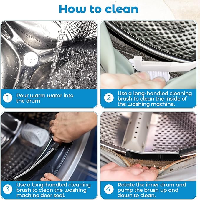 Lasnten 6 Pcs Washing Machine Cleaning Brush Kits - 5pcs Hard Bristle Crevice Cleaning Brush and 1pcs Front Load Washer Tool for Filter Kitchen Toilet Bathroom Sink Home Window