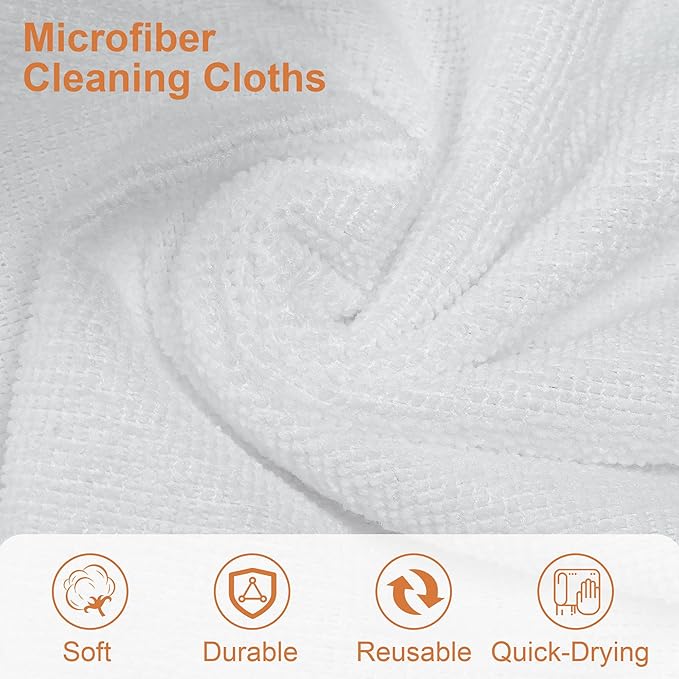 LIVOS Microfiber Cleaning Cloth Roll - 80 Pack, Reusable Paper Towels, White Tear Away, Microfiber Towels for Car, Super Absorbent Lint Free Cleaning Rags for House, Kitchen,Window- 11.5"x11.5"