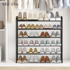 STO STO Expandable Shoe Rack, 5-Tier Metal Shoe Rack for Closet, Up to 24 Pairs Adjustable Shoe Rack Storage for Front Door Entrance, Free Standing Shoe Rack Organizer for Entryway, Black