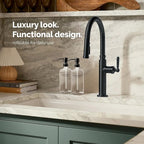 Vine Creations Clear Glass Soap Dispenser Set, Dish Soap and Hand Soap Dispenser Set with Stainless Steel Pump, 16 oz Glass Dispensers for Kitchen Bathroom Decor (Clear Bottle/Matte Black Pump)