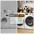 Garvee 54" Washer Dryer Countertop with 2-Tier Shelf, Wooden Laundry Countertop with Non-Slip Pad and Guard Rails, Washer and Dryer Topper for Laundry Room Organization