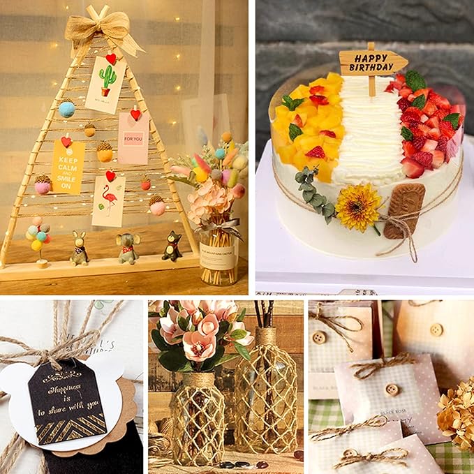 Anvin Cotton Twine - Natural Jute, Bakers & Butchers Twine, 984 Feet (Pack of 3, 10 Ply, 2mm Thick) for Arts, Crafts & Gardening