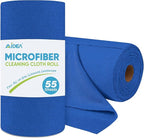 AIDEA Microfiber Cleaning Cloth Roll, Shop Towels 55 Sheets Washable, Microfiber Towels for Cars, Shop Rags Reusable Paper Towel for Automotive, House, Kitchen, Cleaning Supplies 11×9", Dark Blue