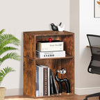 LEYAOYAO 2 Cube Bookshelf,Brown Record Player Stand Holds up to 100 Albums, Mini Wood Book Shelf Storage Organizer,Turntable Stand with Vinyl Storage Cabinet, Narrow Open Bookcase for Small Spaces