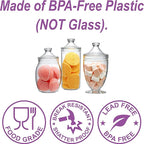 Amazing Abby - Adore - Plastic Apothecary Jars (3-Piece Set, 52/46/46 oz) (NOT Glass), Acrylic Jars with Lids, Bathroom Canisters, Candy Buffet, Wedding Display, BPA-Free and Shatter-Proof