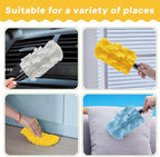 Zubebe 12 Pcs Duster Refill Reusable Fleece Duster Refills Feather Flat Dusters Multi Surface Washable Cleaning Pads Tools for Home, Blinds, Car, Pet, Furniture, Fans (Blue,White,Yellow)