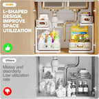 2-Pack Under Sink Storage Organizer with 2-Tier Slide Out Drawer, Sophisticated Mesh Pull Out Shelf for Kitchen & Bathroom, Fits Small Items, Upgraded Arched Track for Smooth Gliding(Patented)
