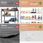 34" Widening Design Shoe Rack for Closet 16 Pairs Small Spaces Non-Woven 3 Tier Shoe Organizer Stackable Metal Shoe Shelf for Entryway, Bedroom White