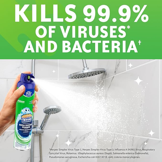 Scrubbing Bubbles Mega Bathroom and Shower Foamer Aerosol, Rainshower Scent, 20oz