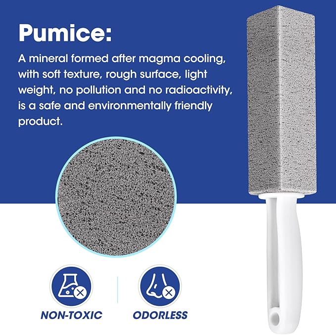 AZEN 10 Pack Pumice Stone for Cleaning, Pumie Scouring Stick with Handle, Pumice Stone Toilet Bowl Cleaner, Hard Water Stain Remover for Toilet, Bathroom, Kitchen Sink, Grill