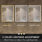 20”W x 26”H Medicine Cabinets for Bathroom with Mirror, Surface Mounted LED Medicine Cabinets Organizer with Defogger, Dimmer, Outlets & USB, Single Doors