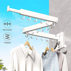 Clothes Drying Rack,Laundry Drying Rack Wall Mount, Wall Mounted Clothes Rack,Retractable,Collapsible(Tri-Fold),Drying Rack Clothing,can Fold Upward & Left & Right,Space Saver, White Color