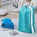HOMEST 2 Pack XL Nylon Laundry Bag with Strap, Large Dirty Clothes Organizer, Easy Fit a Laundry Hamper or Basket, Can Carry Up to 4 Loads of Laundry, Sky Blue and Blue