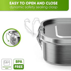 Blockhütte Stainless Steel Lunch Box for Adults I 40oz I with free Sealing I Metal Bento Box with 3 Compartments, Leak-Proof Lunch Container, Metal Food Storage for Travel, Work, Eco-Friendly