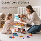 Vtopmart 2 Pack Stackable Storage Bins with Lids,24QT Clear Foldable Closet Organizer with Front-Open Doors,Plastic Storage Containers for Living Room, Bedroom, Craft Room, Dorm Organization