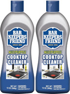 Bar Keepers Friend Cooktop Cleaner (2 x13 oz) Multipurpose Liquid Stovetop Cleanser - Safe for Use on Glass or Ceramic Cooking Surfaces, Copper, Brass, Chrome, and Stainless Steel & Porcelain Sinks