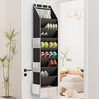 Criusia Shoe Organizer, Over the Door Shoe Organizer for Closet, Hanging Closet Shoe Storage with Large Deep Pockets, Holds Sneakers, Sandals, Boots, Fits 16–24 Pairs, Black