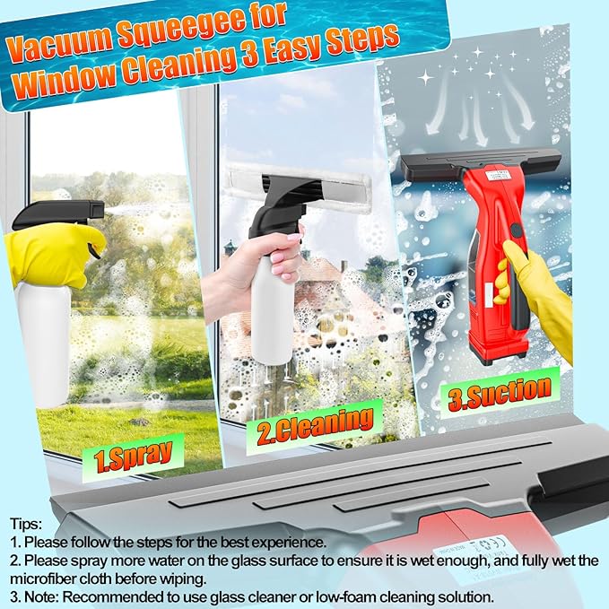 Window Vacuum Squeegee Cordless Compatible for Milwaukee 18V Battery (No Battery), Electric Window Cleaner Window Vacuum, Vacuum Squeegee for Window Cleaning, Mirror, Glass, Car Windshield