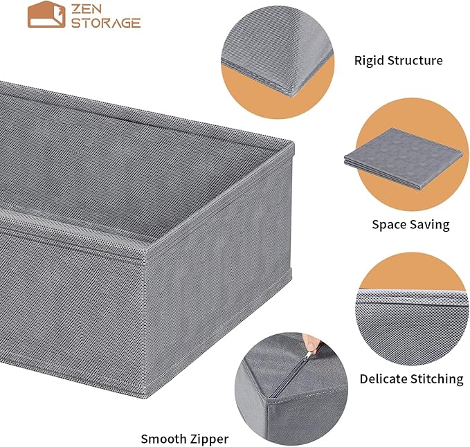 Sturdy Drawer Organizers (24-Pack) - Fabric Dresser Drawer Organizers & Dividers for Nursery Organization, Baby Organizers and Storage for Clothes, Socks & Underwear, Grey