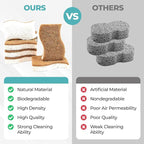 Plant Based Natural Sponge - Pack of 12 Cellulose Sponges, Safe on Non-Stick Cookware, Dual Sided Dish Sponge for Washing Dishes, Kitchen and Household