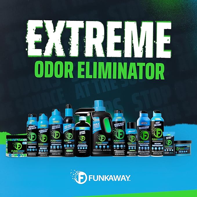 FunkAway Odor Eliminating Spray for Shoes, Skates, Work Boots & More, 8 oz., 4 Pack, Extreme Odor Eliminator, Perfect for Stinky Stuff You Can't Put in the Wash