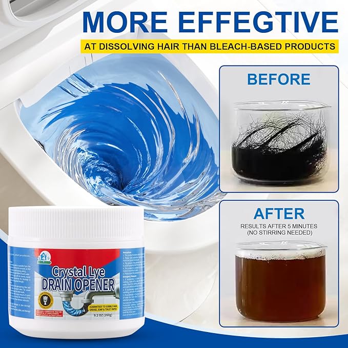 BELL BIRD Drain Opener,Powerful Unclogging,Crystal lye, Sodium hydroxide, Unclog drains, Bathroom sinks, Kitchen sinks, Shower pipes (1 PSC, Gram, 260)