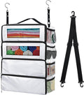 Suitcase Organizer, Carry On Closet Luggage Organizer Accessories - Foldable, Hangable Portable Hanging Travel Shelves With Shoulder Strap - Medium, White
