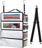Suitcase Organizer, Carry On Closet Luggage Organizer Accessories - Foldable, Hangable Portable Hanging Travel Shelves With Shoulder Strap - Medium, White