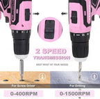 FASTPRO 232-Piece 20V Pink Cordless Lithium-ion Drill Driver and Home Tool Set, Lady's Repairing Kit with 12-Inch Wide Mouth Open Storage Bag