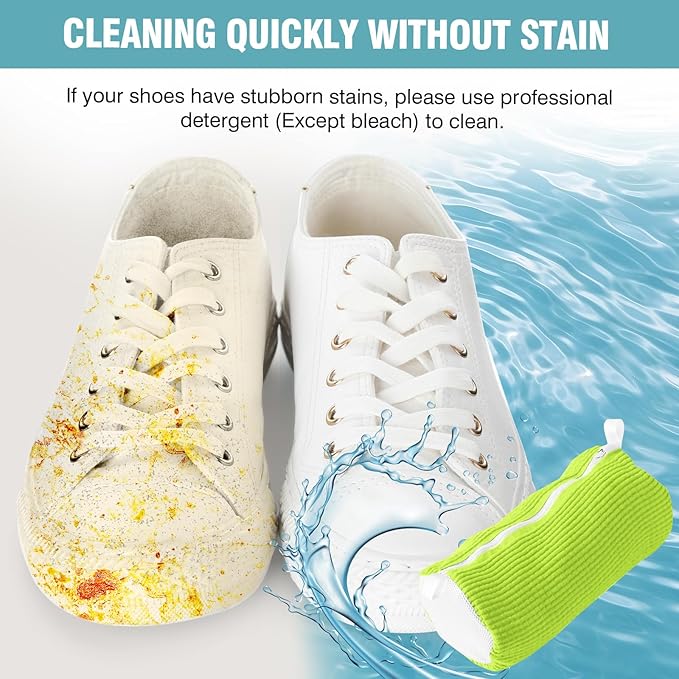 2 Pcs Shoe Washing Machine Bags, XXL Shoe Laundry Bags for Washer and Dryer, Sturdy Zipper with Hook Design, 2 Sneaker Dry Bags Included, Reusable Washing Bag for Sneaker, Tennis, Green 2 Packs