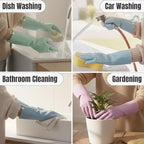 IMARU 3 Pairs Dishwashing Gloves with Hanging Hooks - Reusable Rubber Cleaning Gloves for Household & Kitchen & Gardening, Non-Slip & Waterproof & Durable (Large)