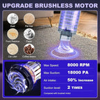 Handheld Car Vacuum Portable Cordless - 18000PA High Power with Brushless Motor, 4-in-1 Air Duster, Blower, Pump & Rechargeable Mini Vacuum for Car, Home, Office (Silver Grey+Blue)