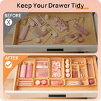 Vtopmart 25 PCS Plastic Drawer Organizers Set, 4-Size Versatile Bathroom and Vanity Drawer Organizer Trays, Storage Bins for Makeup, Bedroom, Kitchen Gadgets Utensils and Office