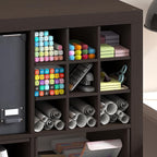 Furinno Cubicle Cube Insert, 9-Compartment Cube Organizer, Geometric Shelf Accessory, Fits into Furinno Triple Thick Cubes, IKEA Kallax, for Organizers and Storage, Black Dark Oak