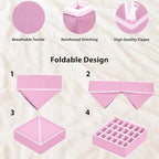 Simple Houseware 4-Pack Drawer Organizer Set - Closet Dividers for Underwear, Socks, Bras, Scarves, Ties - Foldable Non-Woven Storage Boxes, Pink