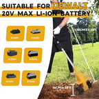 Cordless Tiller Cultivator Compatible with Dewalt 20V Max Li-ion Battery, 500W Brushless Rototiller for Gardening/Lawn, w/330 RPM, 4x12 Tines, 7.87" Tilling Width, 6.3" Depth(NO Battery)