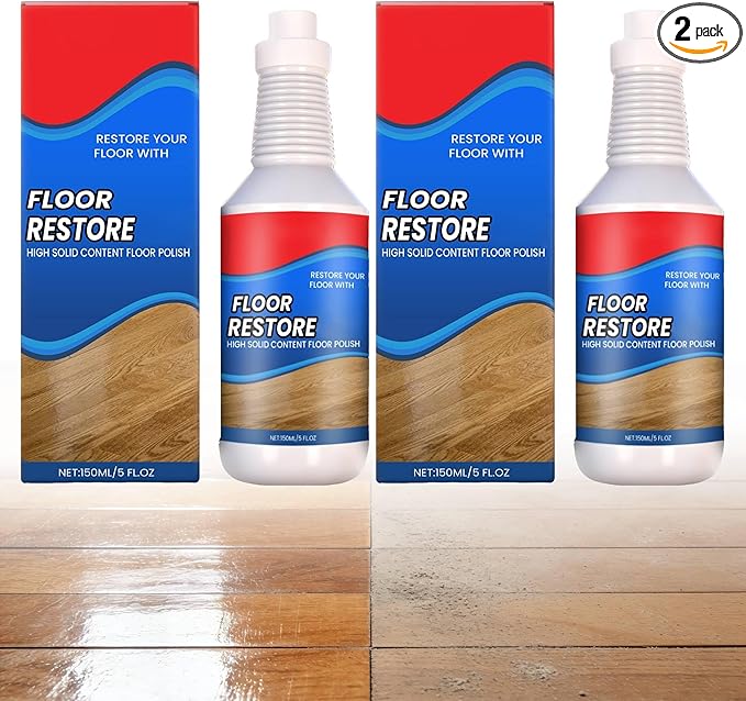 Floor Restore for Wood Floors: Floor Clean Restorer & Polish for Tile, Shine Wood, Laminate, Vinyl, Bamboo - Quick-Drying Flooring Protection Agent (2, 150 ml)