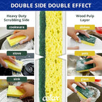 CELOX 6 Pack Dish Sponge for Kitchen, Dual Sided Scrub Heavy Duty, Non Scratch Sponges Perfect for Dishwashing and Household Cleaning, Highly Absorbent and Easy to Dry for Reuse