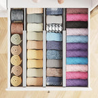 SpaceAid Bamboo Dresser Drawer Dividers 6 Pack, 4.65“ High Adjustable 12.5“-17” Drawer Organizers, Expandable Organization for Clothing, Clothes, Dressers, Gray