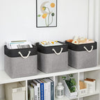 Bidtakay Fabric Cube Storage Bins for Organizing 13x13 Large Storage Baskets Decorative Storage Bins for Home Storage Set of 3 Shelf Organizer Bins for Toy Storage (Black&grey)