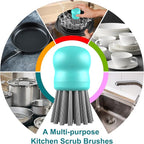 Mini Dish Brush for Cleaning Chicken Shredder, Palm Brush Dish Scrubber with Ergonomic Grip, Kitchen Brush for Washing Dishes, Pans, Pots, Sink (4, Mint Green)