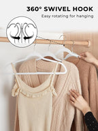 SMARTOR Plastic Hangers 50 Pack - Thin Clothes Hangers Heavy Duty | Durable | Lightweight | Space Saving | Slim | Flexible - Dorm Room Essentials for College Students - White