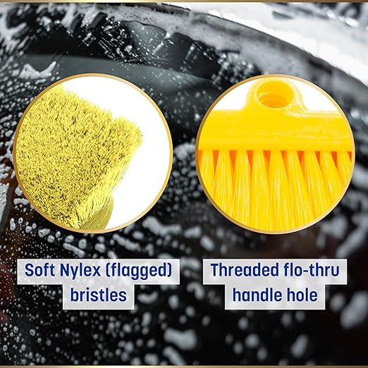 SPARTA 41278EC04 Flo-Thru Plastic Wall Scrub Brush, Equipment Brush With Soft Nylex Bristles For Industrial Kitchens, Hospitals, Commercial Cleaning, 4 Inches, Yellow