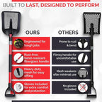 Sand Sifter Shovel - Soil Sifter for Beach, Gardening, Cat Litter, Chicken Coop Scooper and Metal Detecting - Durable Metal Mesh Scoop with Ergonomic Handle Double Grip