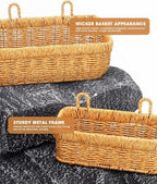 AceList Wall Hanging Basket, Boho Style Hand-Woven Hanging Storage Baskets - Set of 2, Ideal for Boho Room Decor, Kitchen, Garden, and Living Room