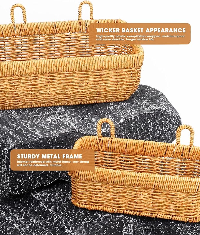 AceList Wall Hanging Basket, Boho Style Hand-Woven Hanging Storage Baskets - Set of 2, Ideal for Boho Room Decor, Kitchen, Garden, and Living Room